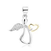 Pandantiv argint partial placat cu aur galben ingeras cu inima si pietre DiAmanti Z1601CGR-DIA